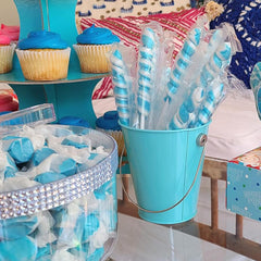 Fairtime Blue Raspberry Taffy being served at a dessert table for guests to share