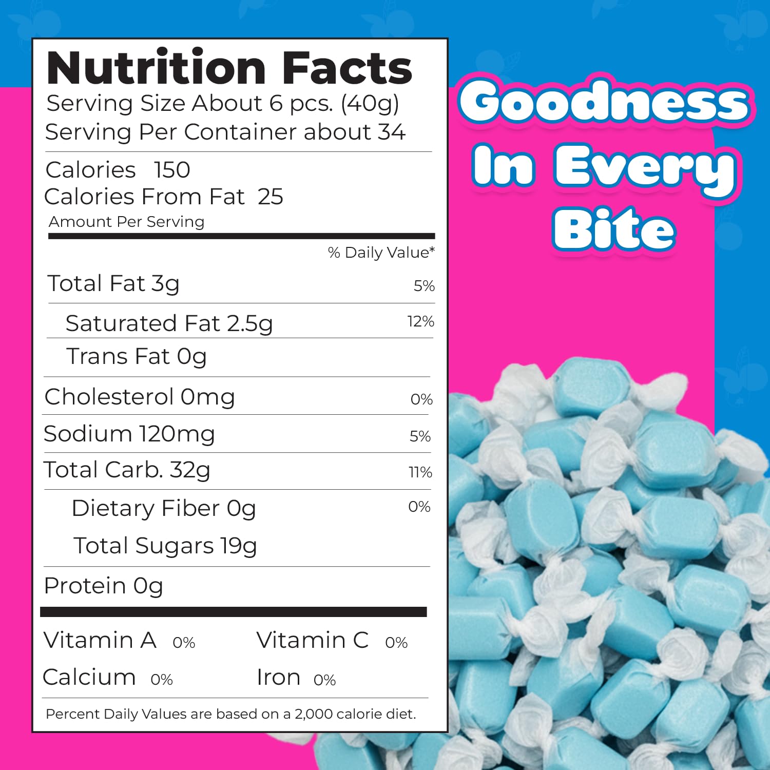 Fairtime Blue Raspberry Taffy wrapped pieces, ideal for gifts at events