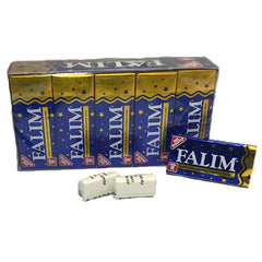 Falim gum base ingredients show BHA and soy for flavor and texture