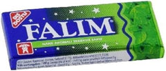 Close-up of Falim gum piece shows mint aroma and delicate texture.