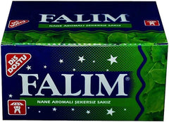 Falim Sugarless Mint Gum pieces, mint flavor, individually wrapped for convenience.