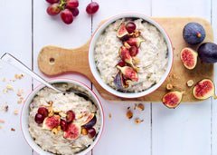 Familia Bircher Muesli ingredients close up with nuts and dried fruit for natural energy