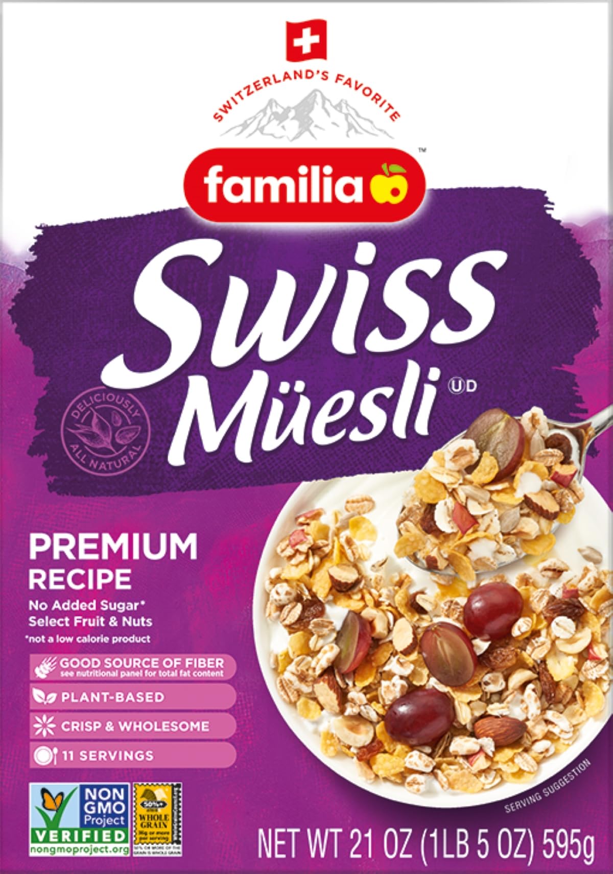Familia Swiss Muesli in a bowl with fresh fruit for a balanced breakfast.