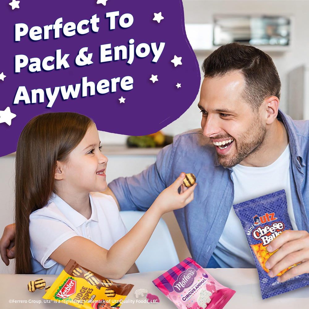 Family road trip snack collection ready for quick bites.