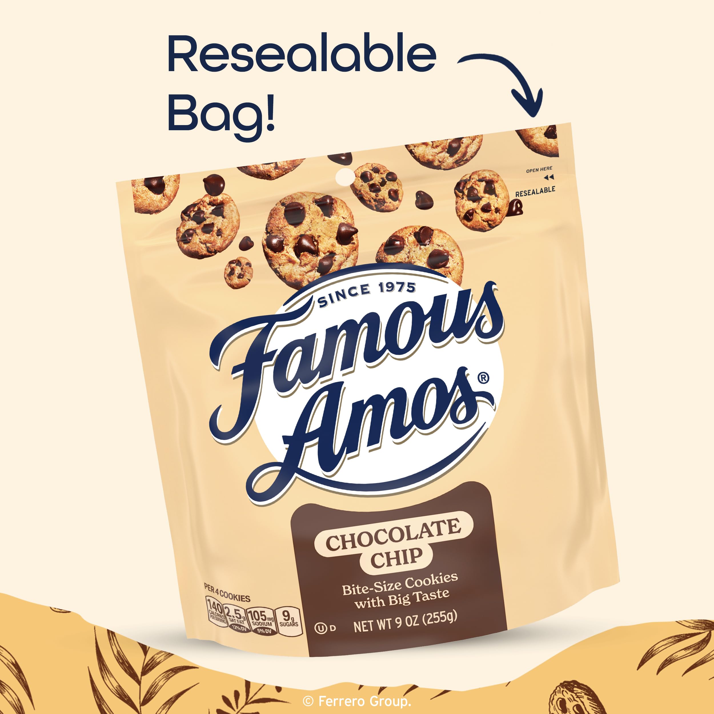 School lunch snack: Famous Amos cookies in a resealable bag.