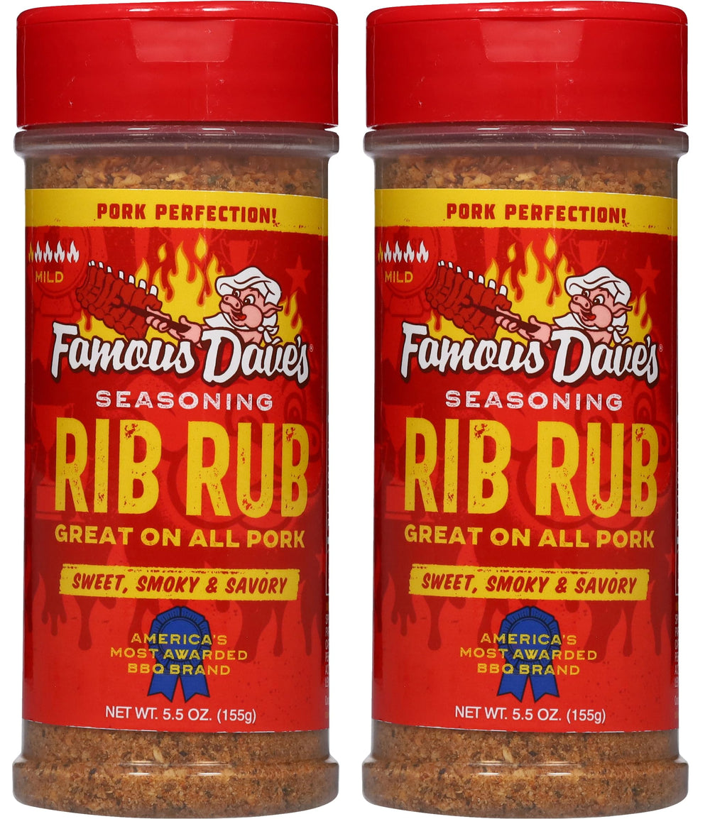 Famous Dave's Rib Rub 11oz 2-pack bottle for convenient BBQ seasoning.