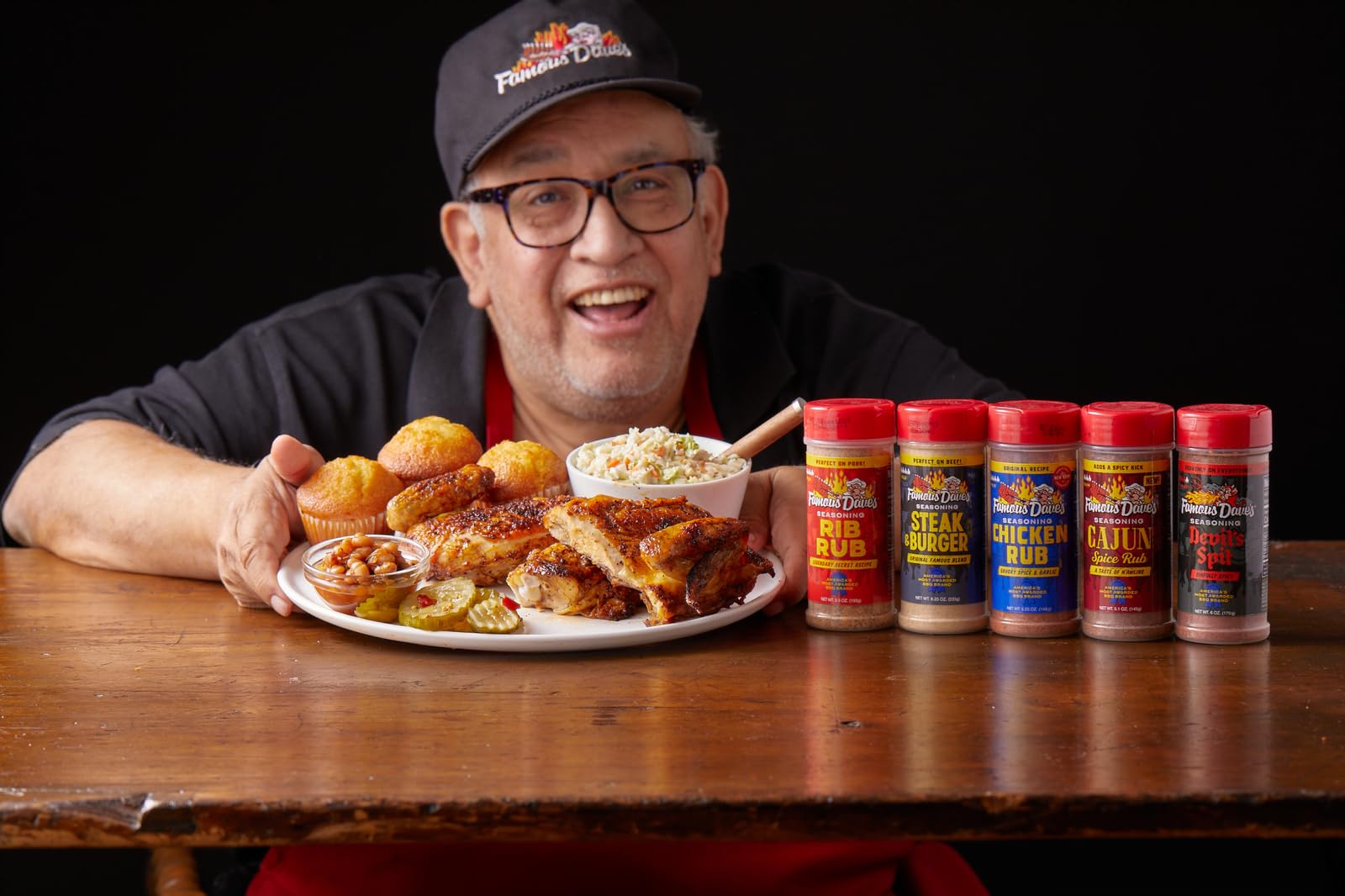 In-store display of Famous Dave's Rib Rub attracting shoppers.