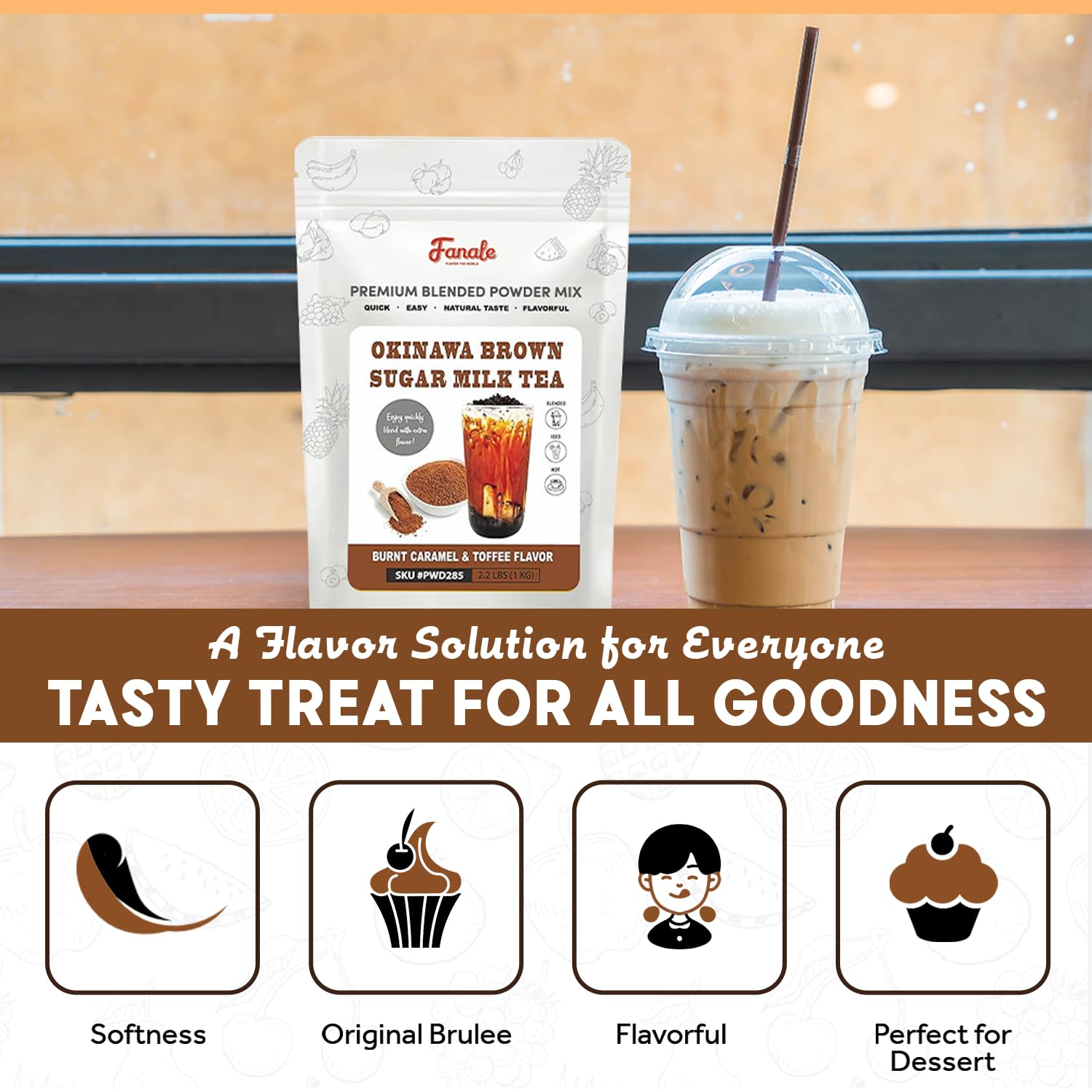 Fanale powder enhances DIY bubble tea at home.