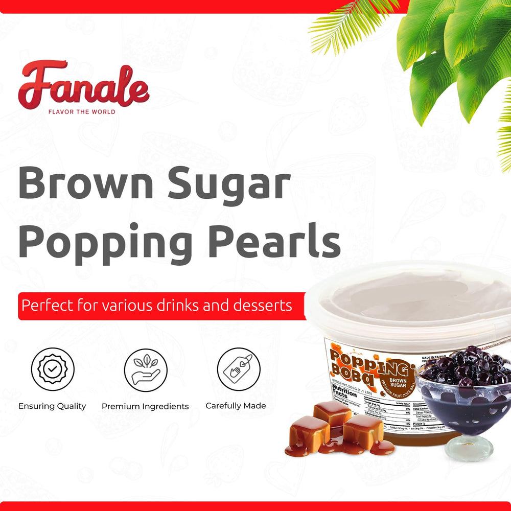 Fanale Brown Sugar Popping Boba Pearls topping on ice cream for chewy texture.