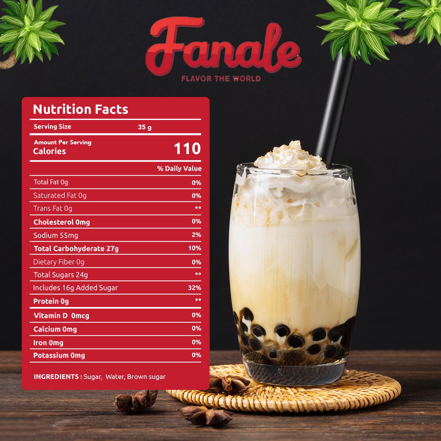 Fanale Brown Sugar Syrup being poured to enrich beverages