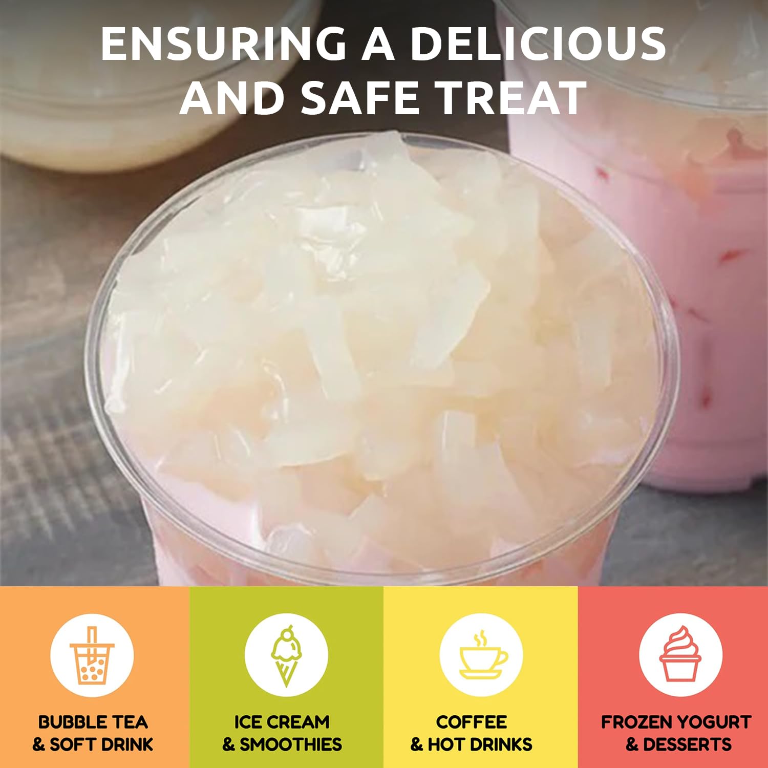 Fanale coconut jelly shapes showcase heart form perfect for festive drinks