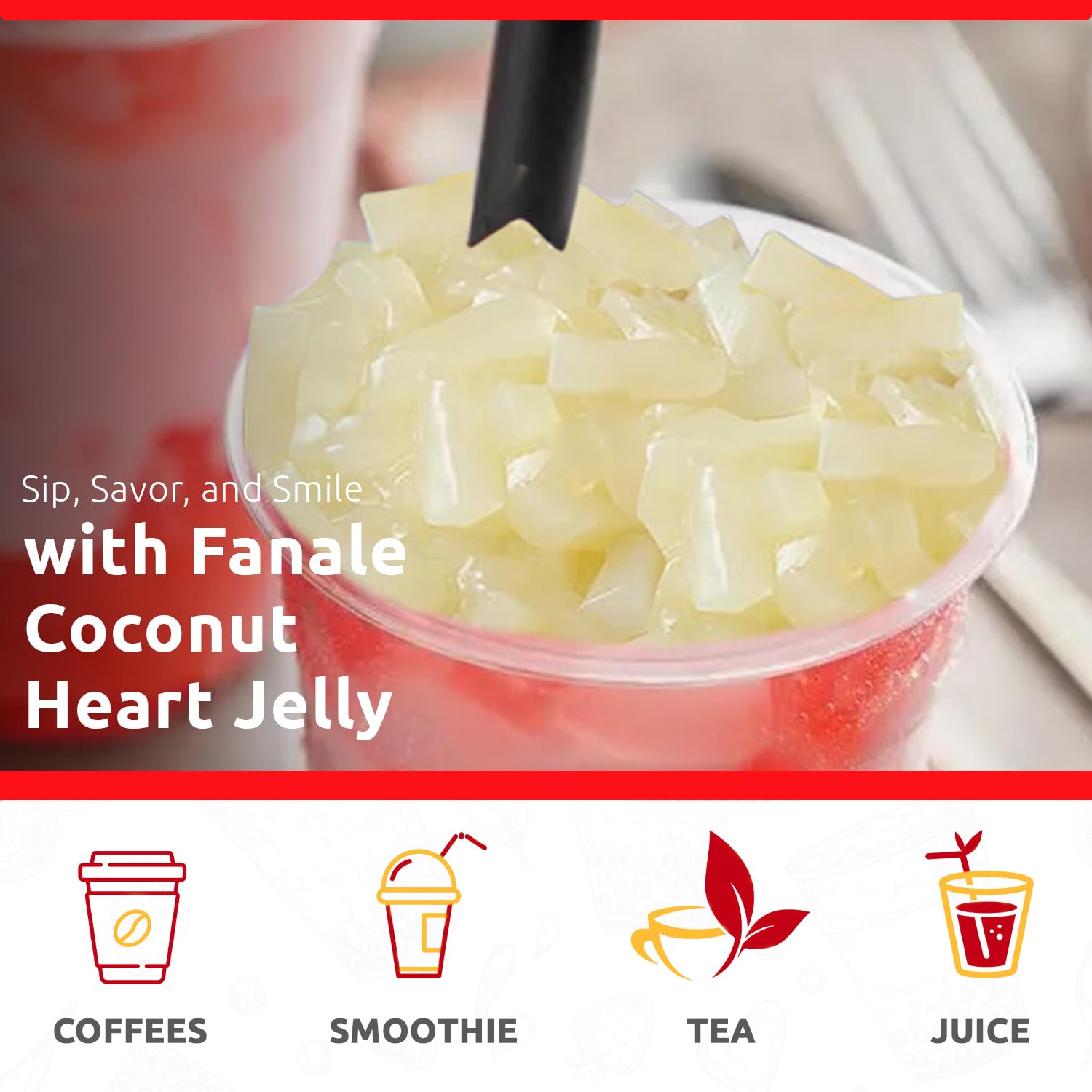 Fanale jelly topping on a dessert plate enhances tropical pudding visuals