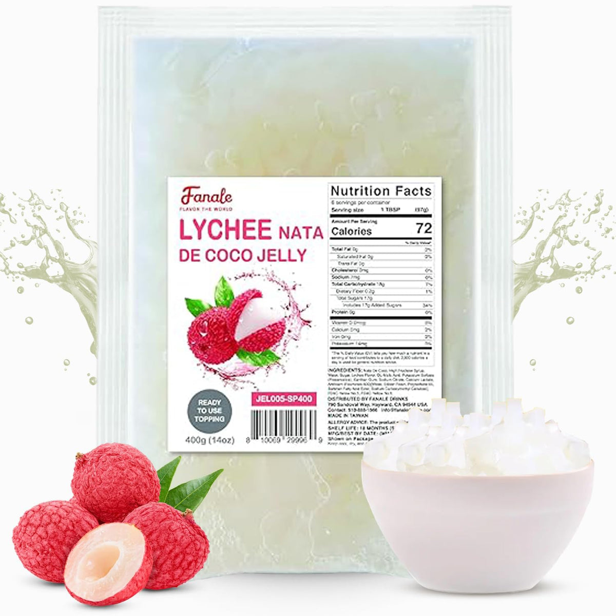 Fanale Coconut Jelly Topping heart shape adds vibrant texture to drinks.