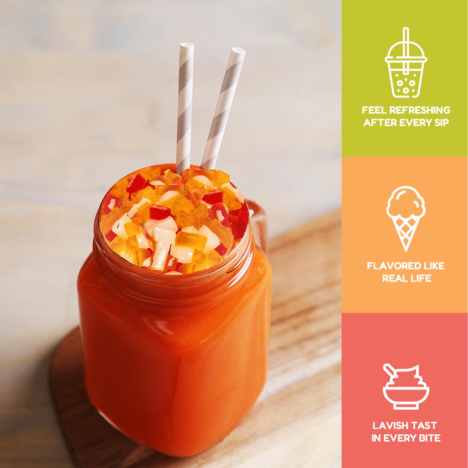 Fanale heart shaped jelly topping adds playful visual appeal