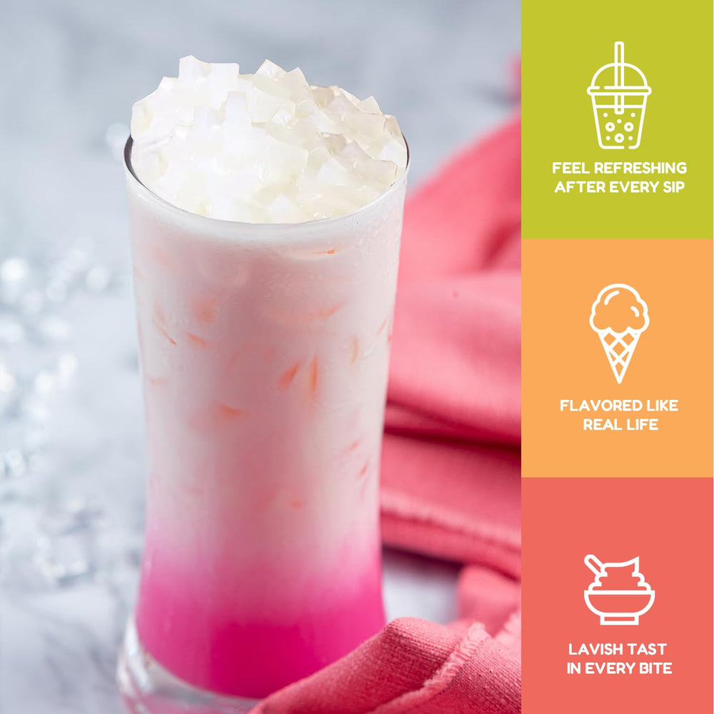 Fanale Coconut Jelly Topping mango flavor enhances smoothies and puddings.