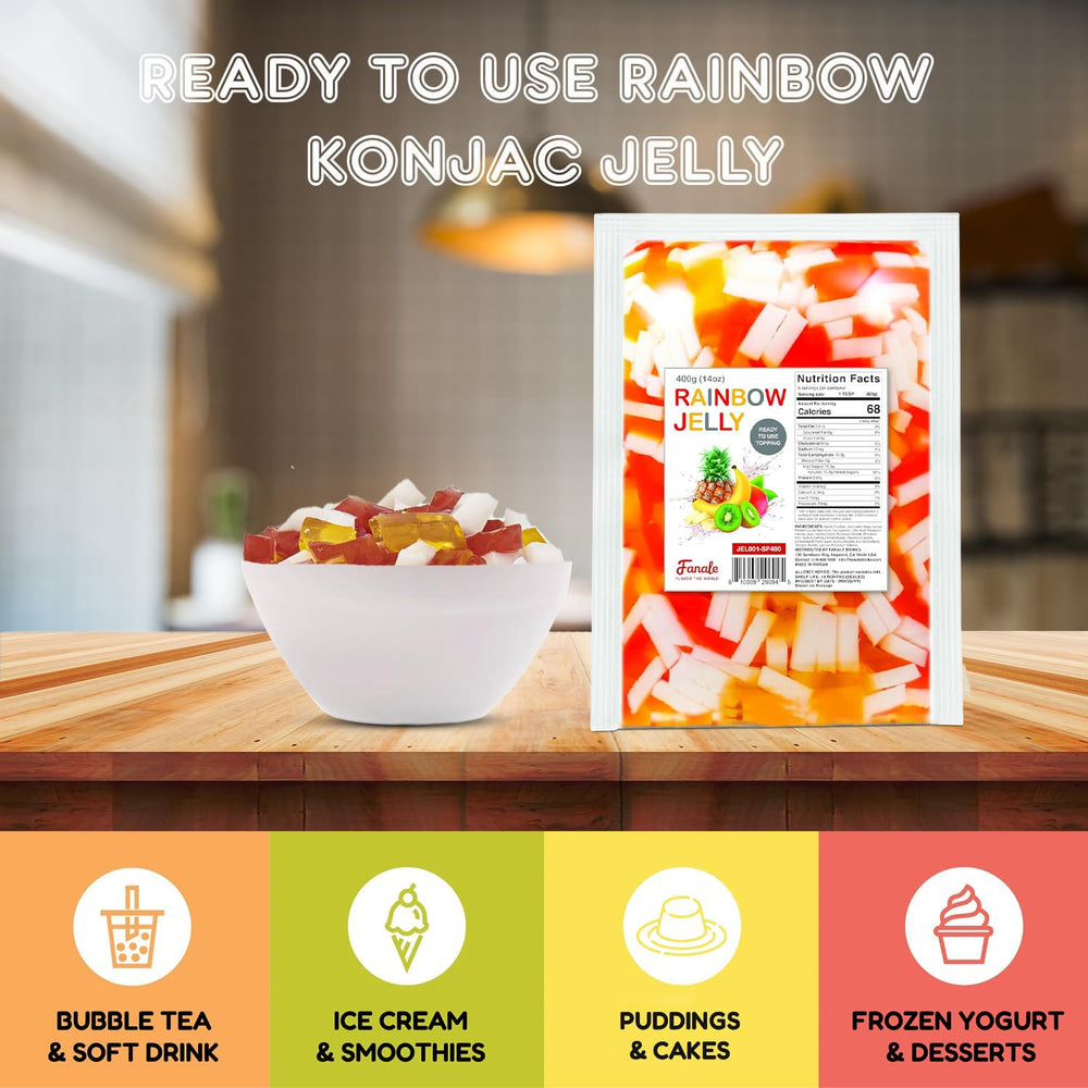 Fanale mango flavor coconut jelly topping adds tropical color and flavor