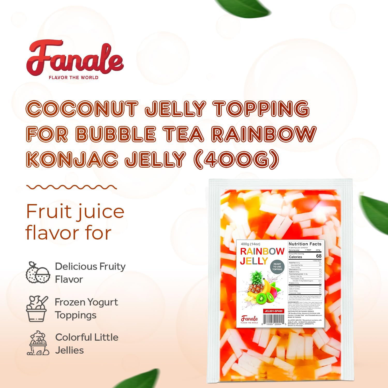 Fanale strawberry flavor coconut jelly topping enhancing bubble tea