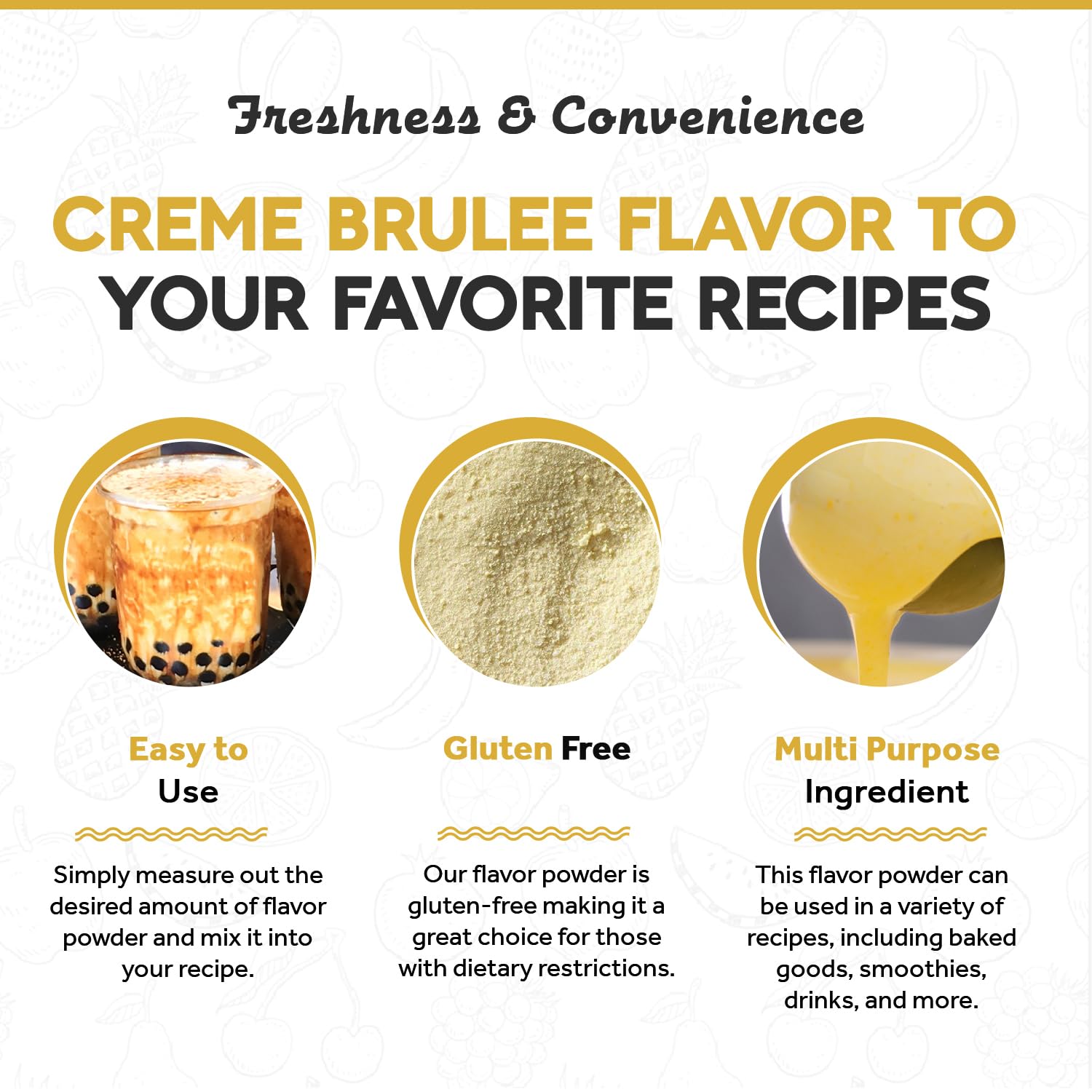Fanale Creme Brulee smoothies image suggests versatile flavoring for drinks.