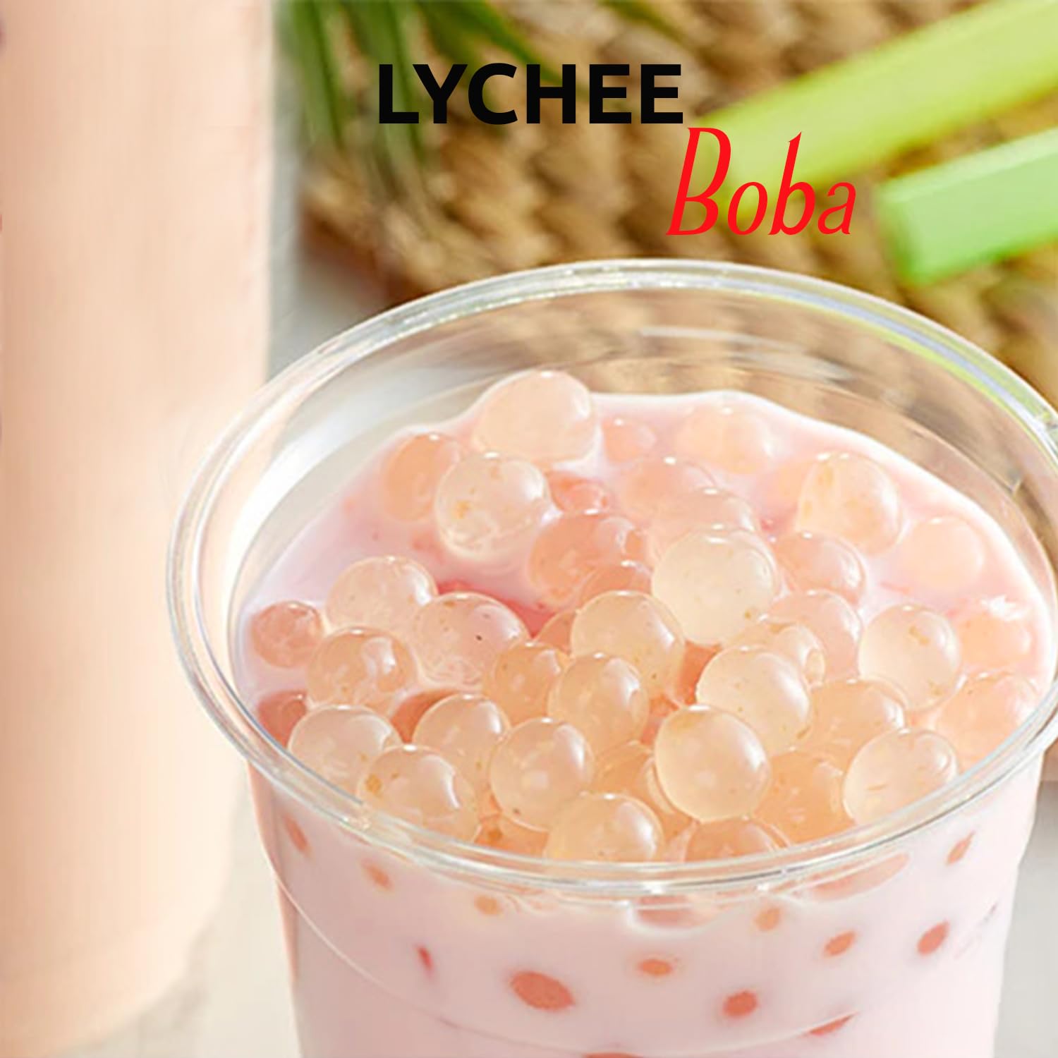 Fanale Lychee Popping Boba Pearls ingredient label highlight vegan non GMO
