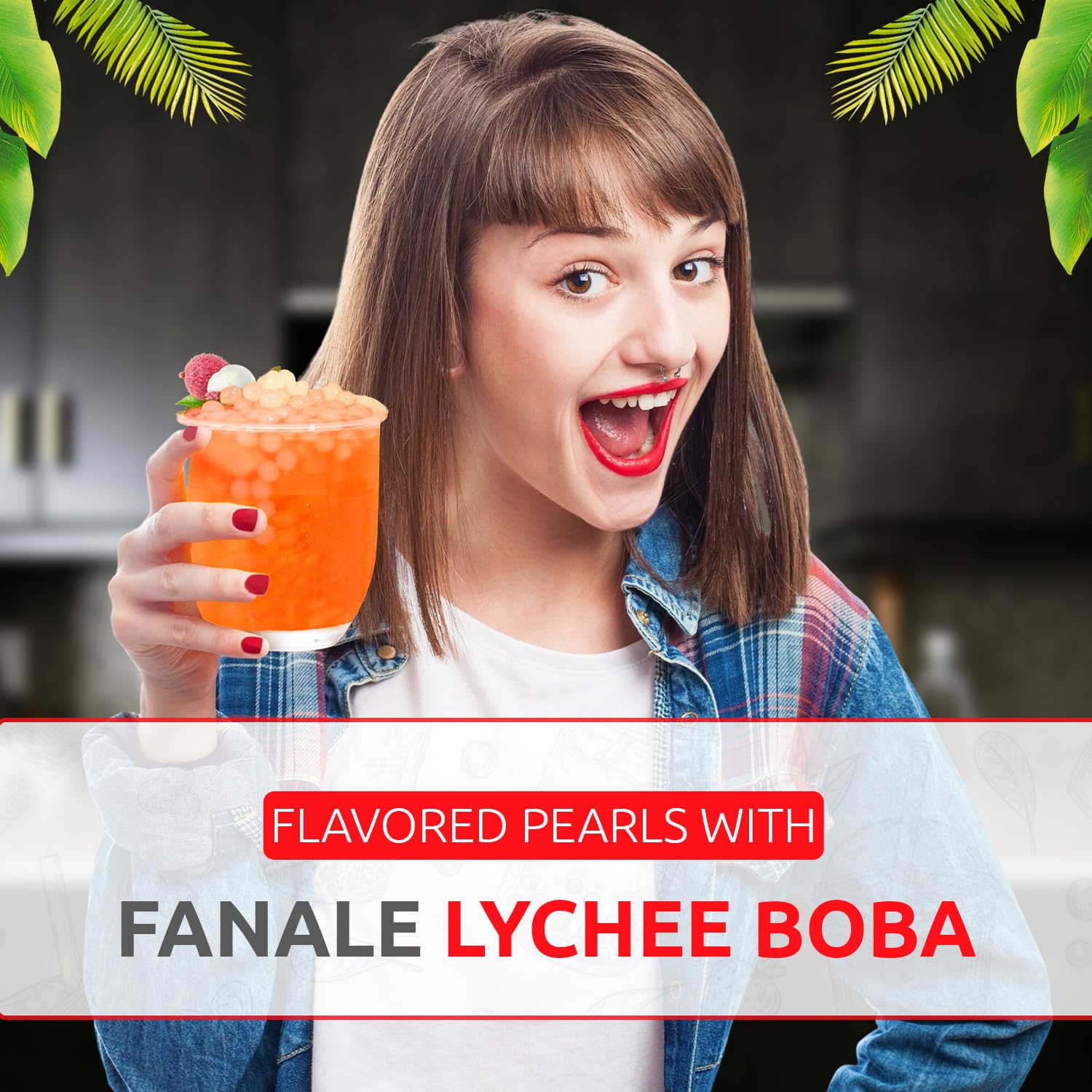Fanale Lychee Popping Boba Pearls packaging showing vegan gluten free label