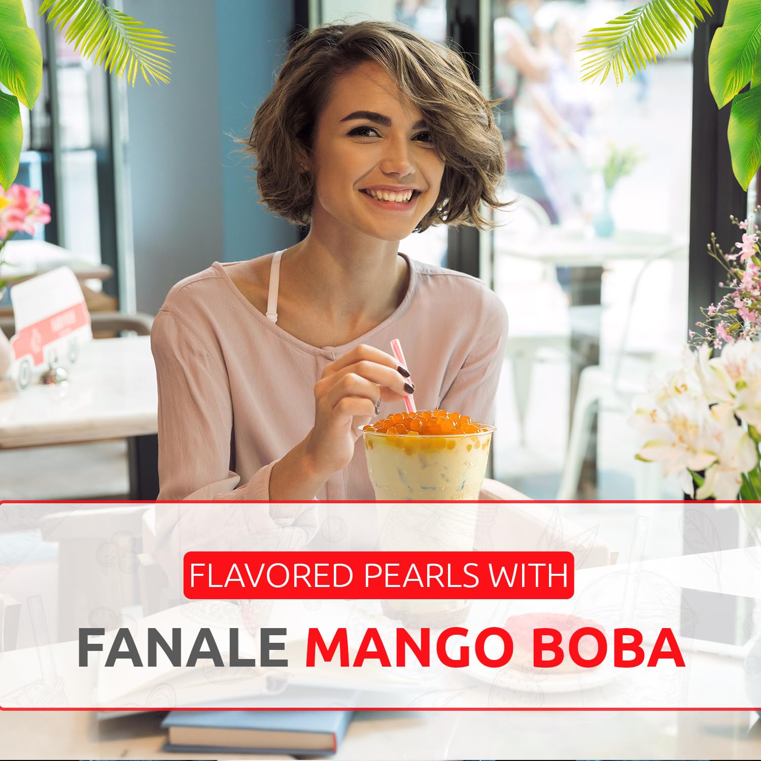Fanale Mango Popping Boba Pearls on ice cream, yogurt, and desserts.