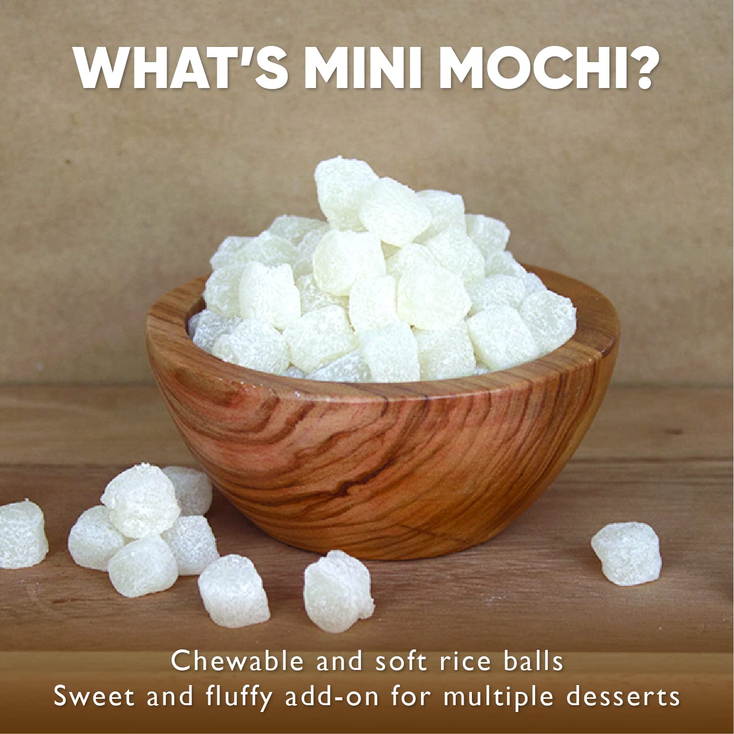 Close-up of Fanale Mini Mochi Original White texture highlighting pillowy chew