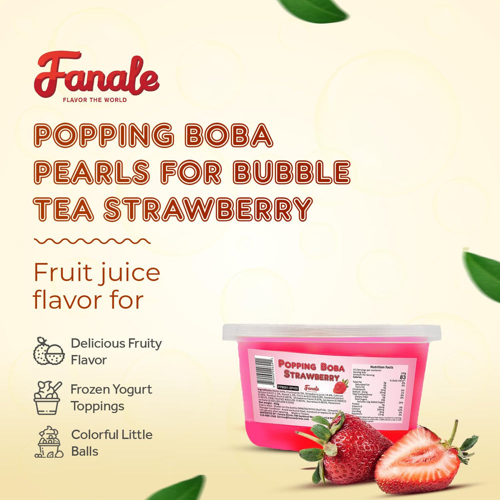 Fanale Popping Boba Pearls with chewy skin close-up for a fun bite.
