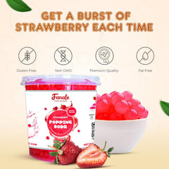 Fanale Strawberry Popping Boba Pearls dessert topping over ice cream