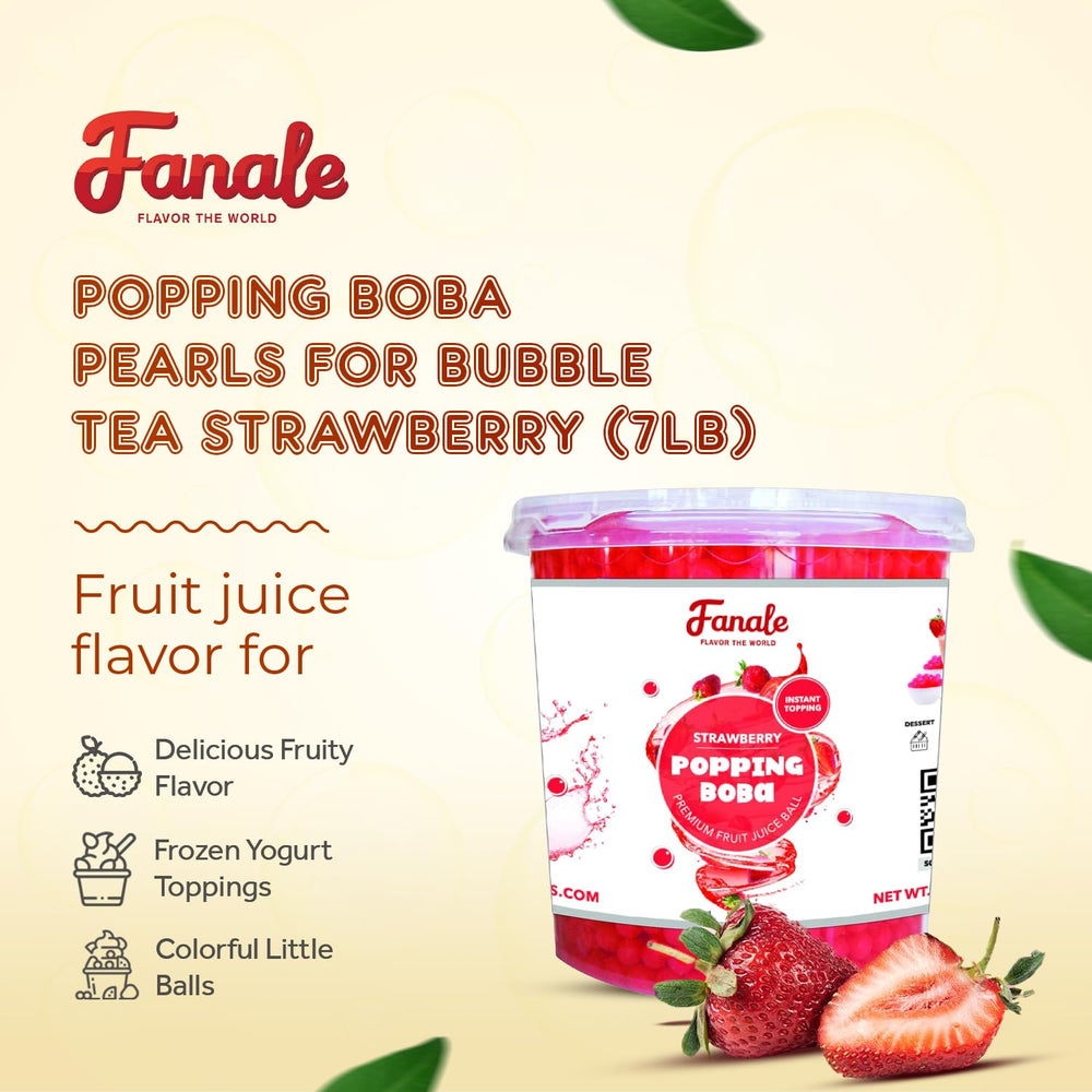 Fanale Strawberry Popping Boba Pearls dispense into drinks for fruity pop