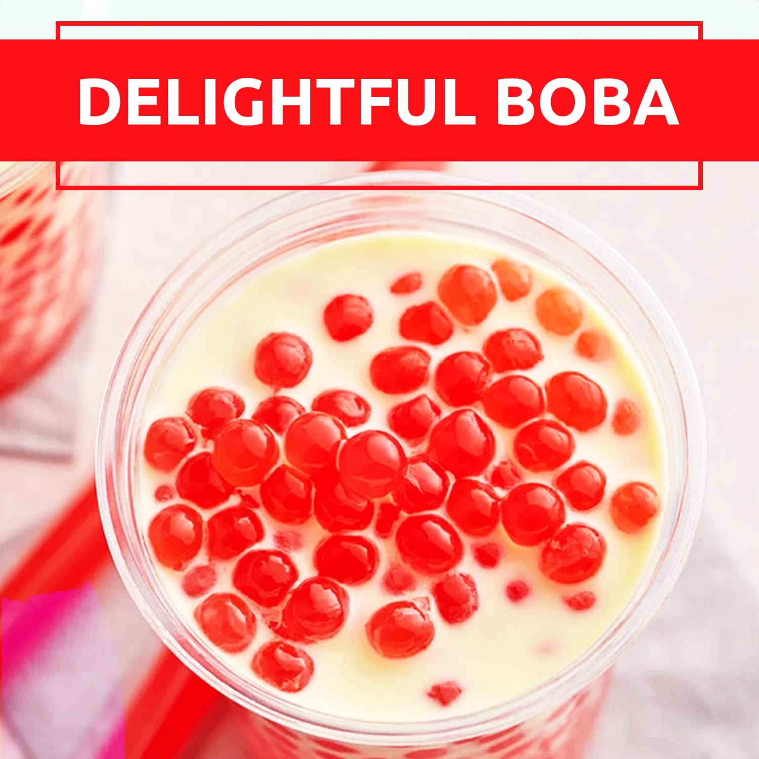 Fanale Strawberry Popping Boba Pearls in ice cream or yogurt.