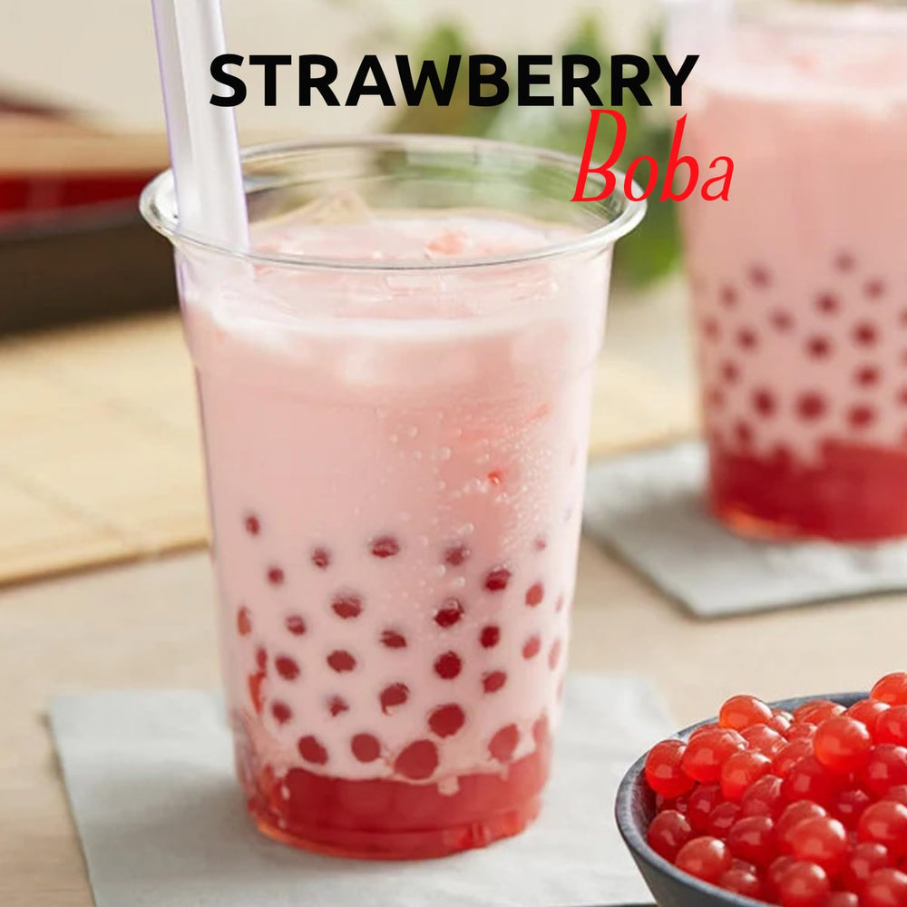 Fanale Boba Pearls in bubble tea, vibrant color and flavor.