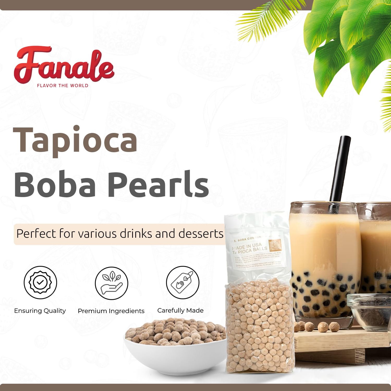 Fanale US Boba Co pearls cooking steps image illustrates quick prep for chewy pearls.