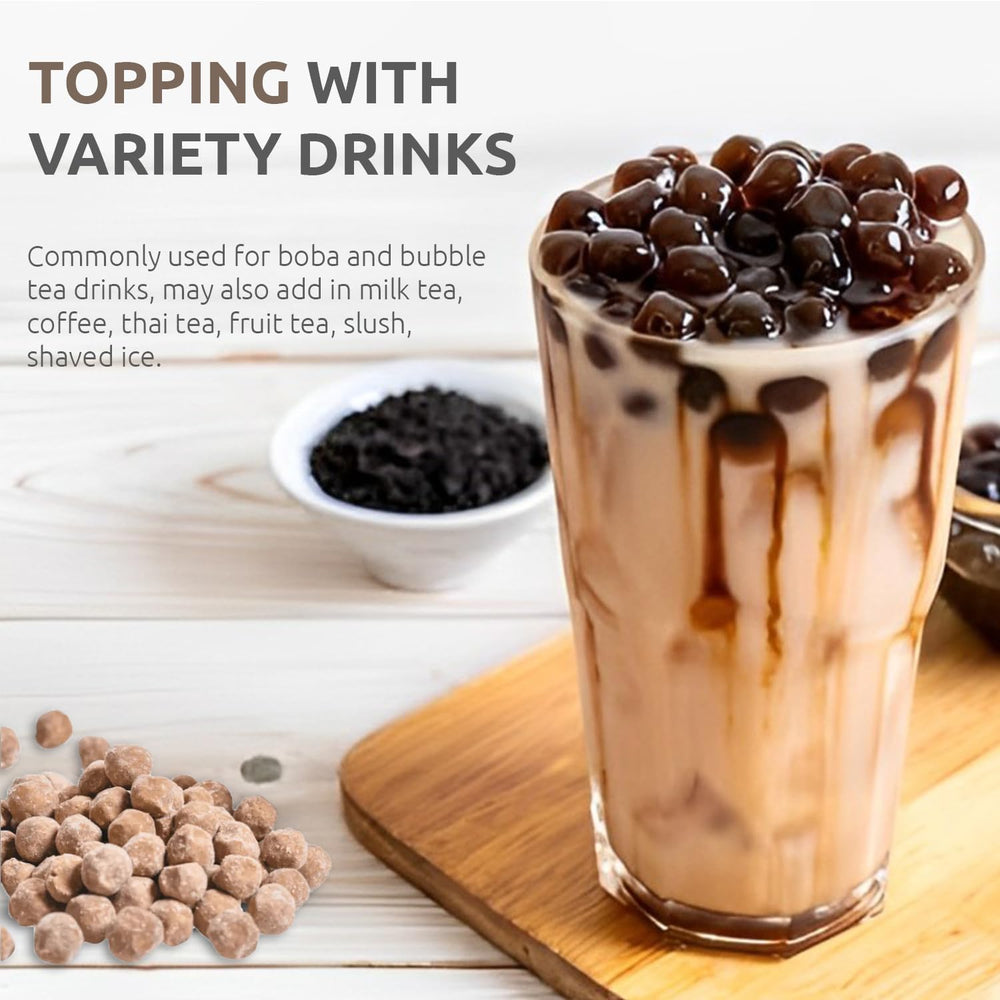 Fanale US Boba Co pearls milk tea glass showcases versatile use in beverages.