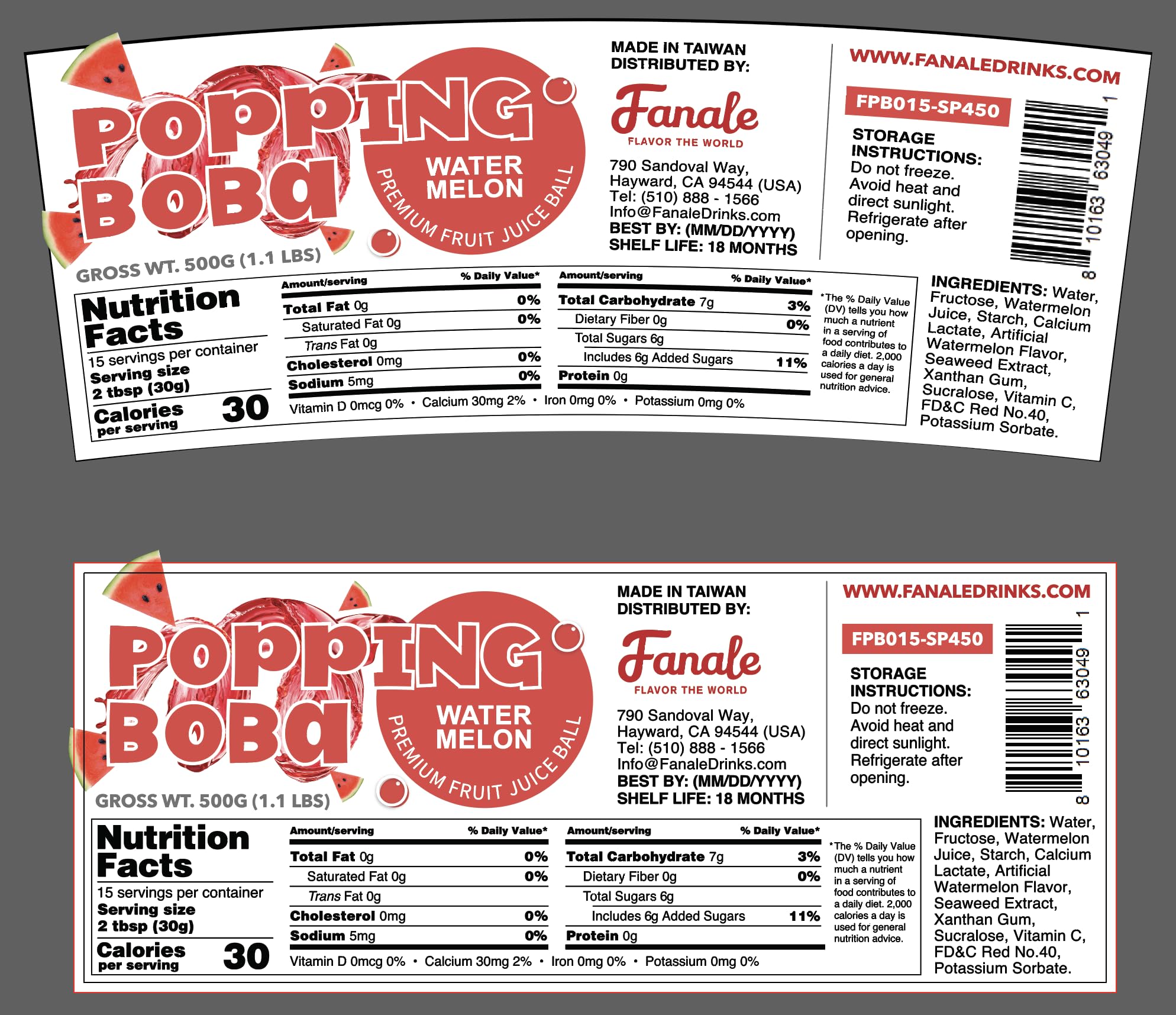 Fanale Watermelon Popping Boba Pearls ideas for desserts and toppings.