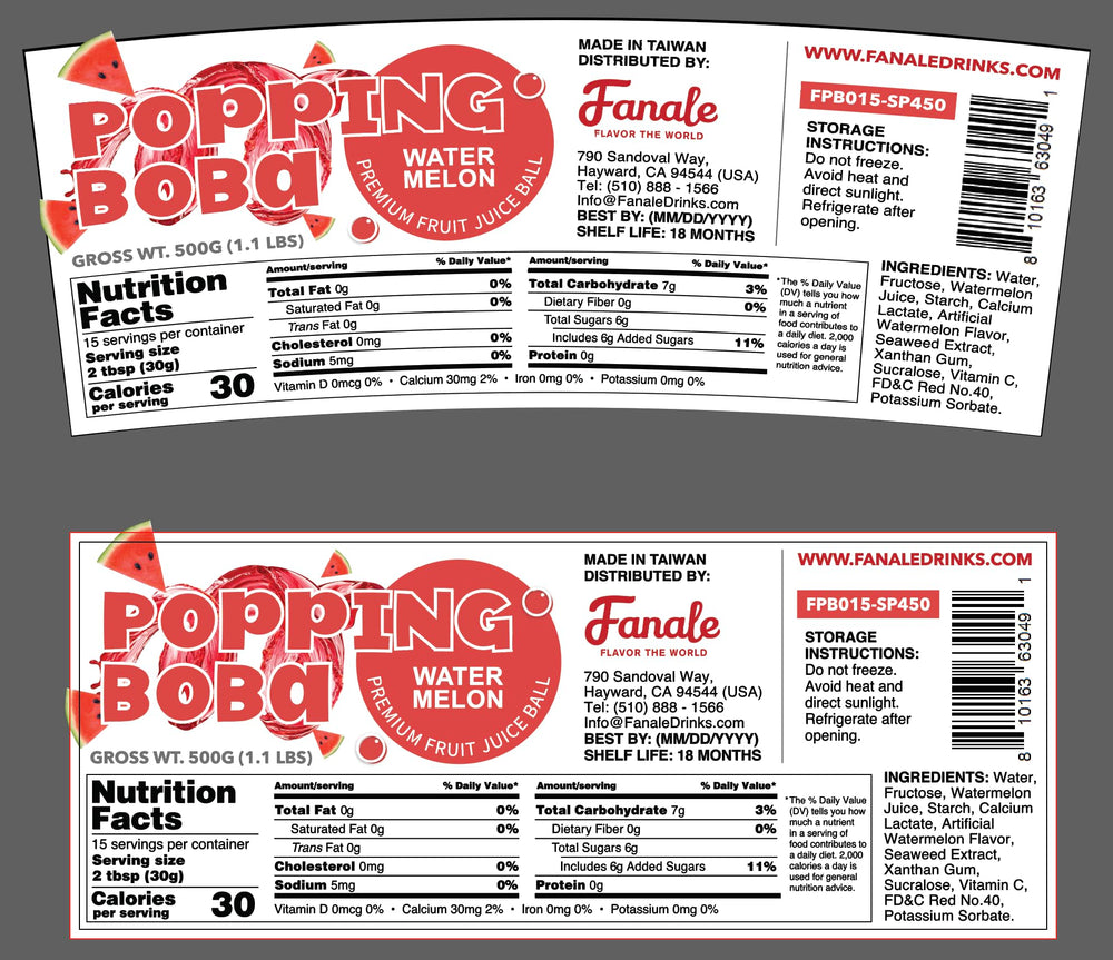 Fanale Watermelon Popping Boba Pearls ideas for desserts and toppings.