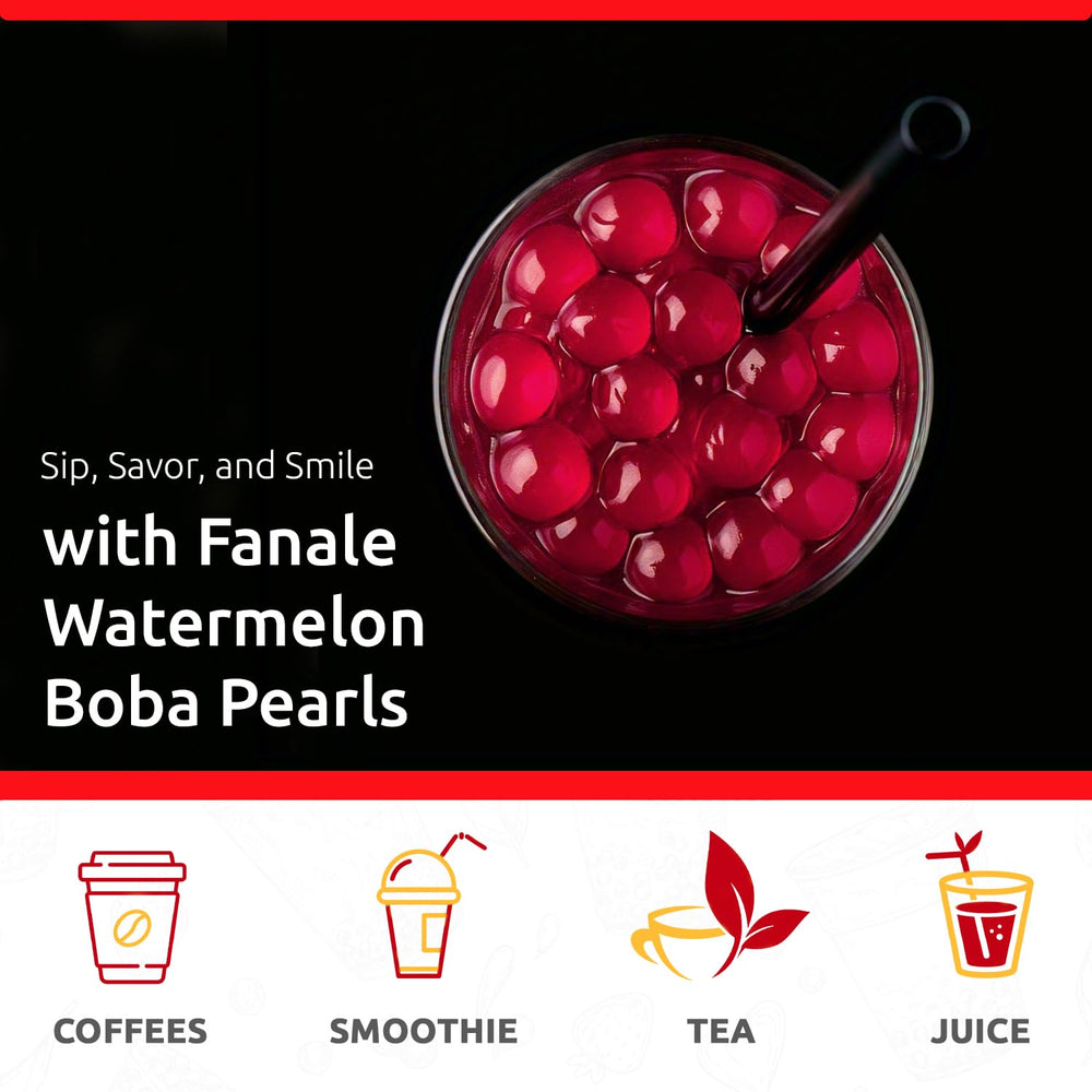 Fanale Watermelon Popping Boba Pearls chewy outer skin and juicy center.