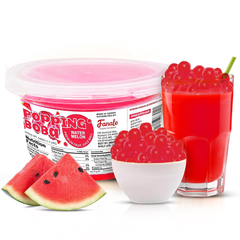Fanale Watermelon Popping Boba Pearls ready-to-eat topping for desserts.