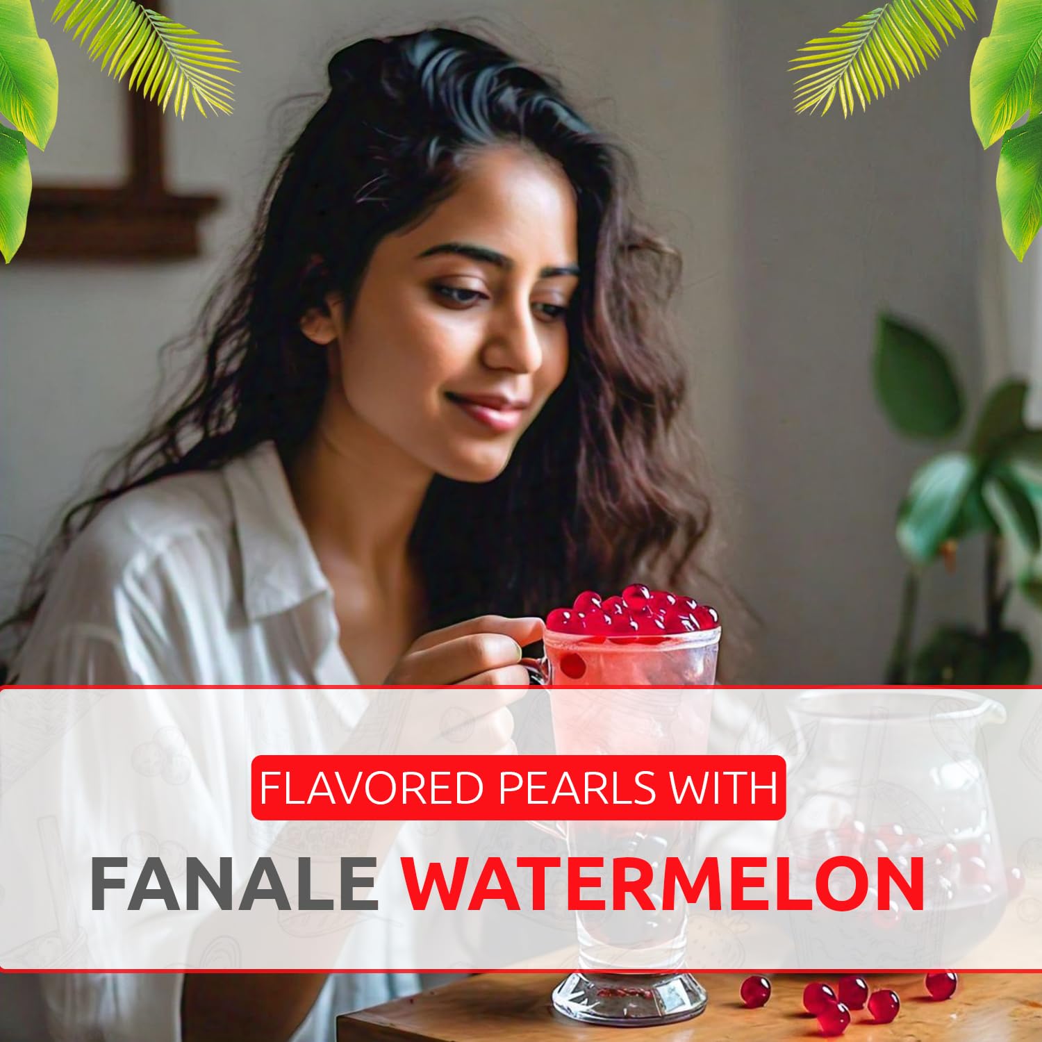 Fanale Watermelon Popping Boba Pearls vegan and chewy texture.