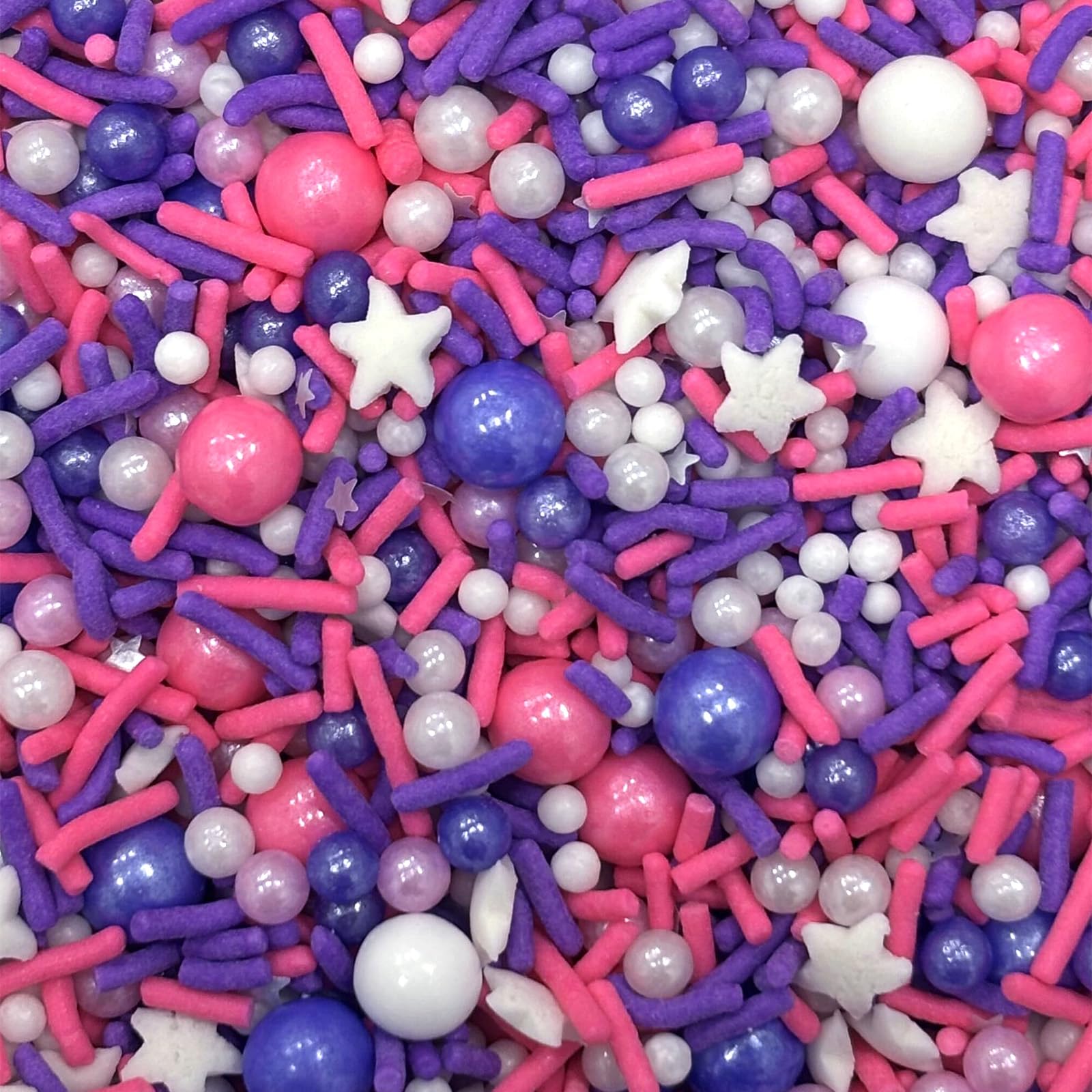 Fancy Sprinkles Call Me Maybe sprinkles elevate cakes with bold purple, pink, and white accents.