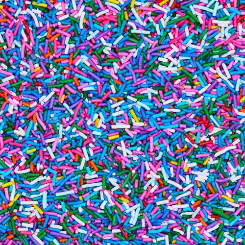 Fancy Sprinkles Deluxe Rainbow Crunchy Jimmies on cookies deliver color and a satisfying crunch.
