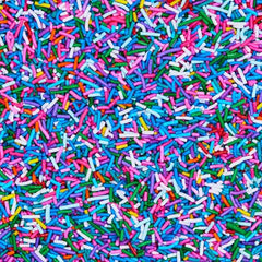 Fancy Sprinkles Deluxe Rainbow Crunchy Jimmies on cookies deliver color and a satisfying crunch.