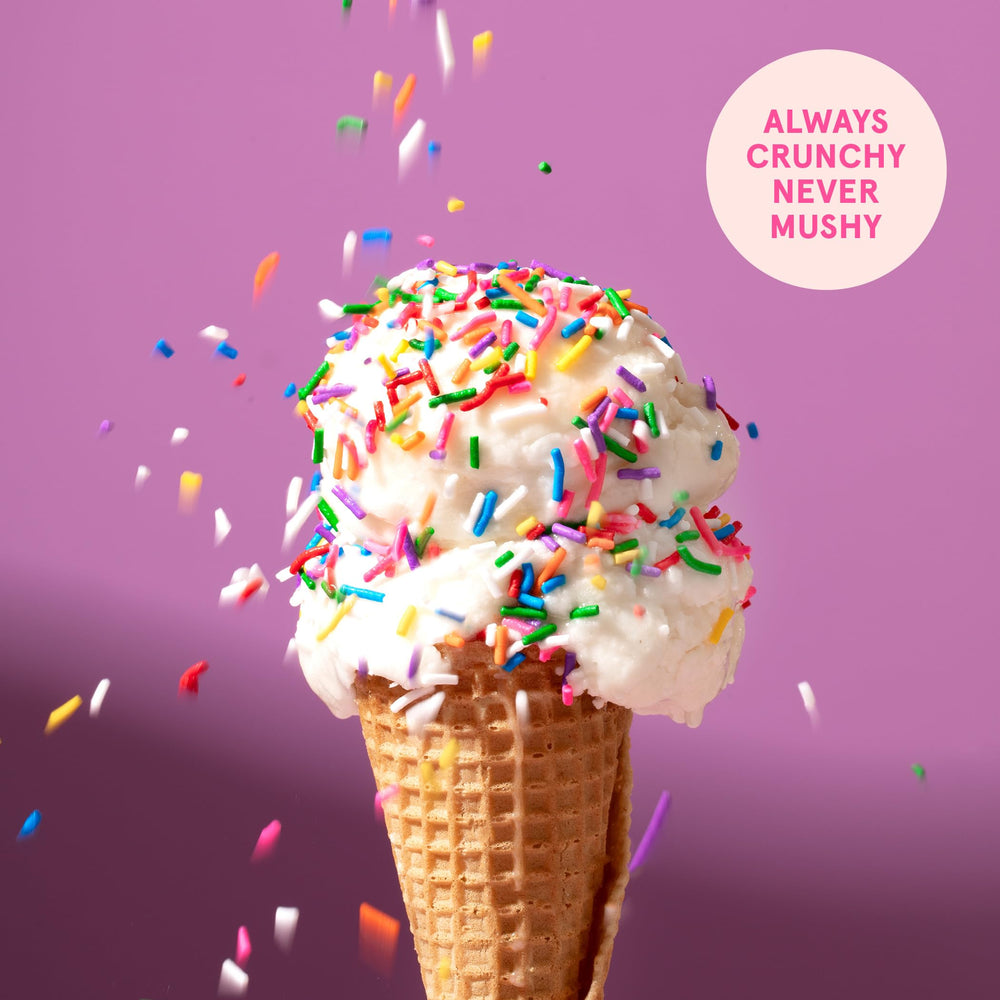 Fancy Sprinkles Deluxe Rainbow Crunchy Jimmies on donuts add color and crunch.