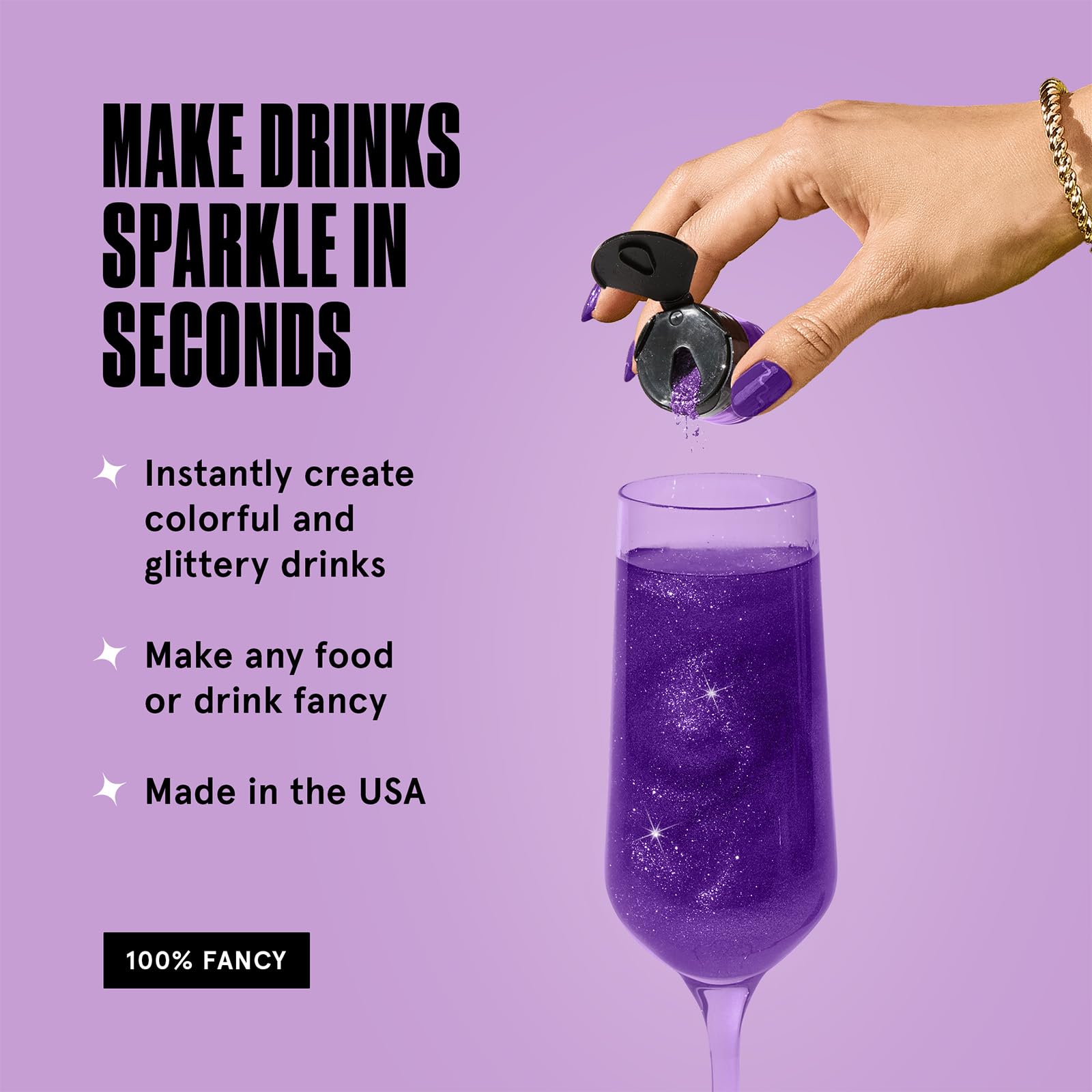Fancy Sprinkles Easter Amethyst Glitter in cocktails creates sparkling effects