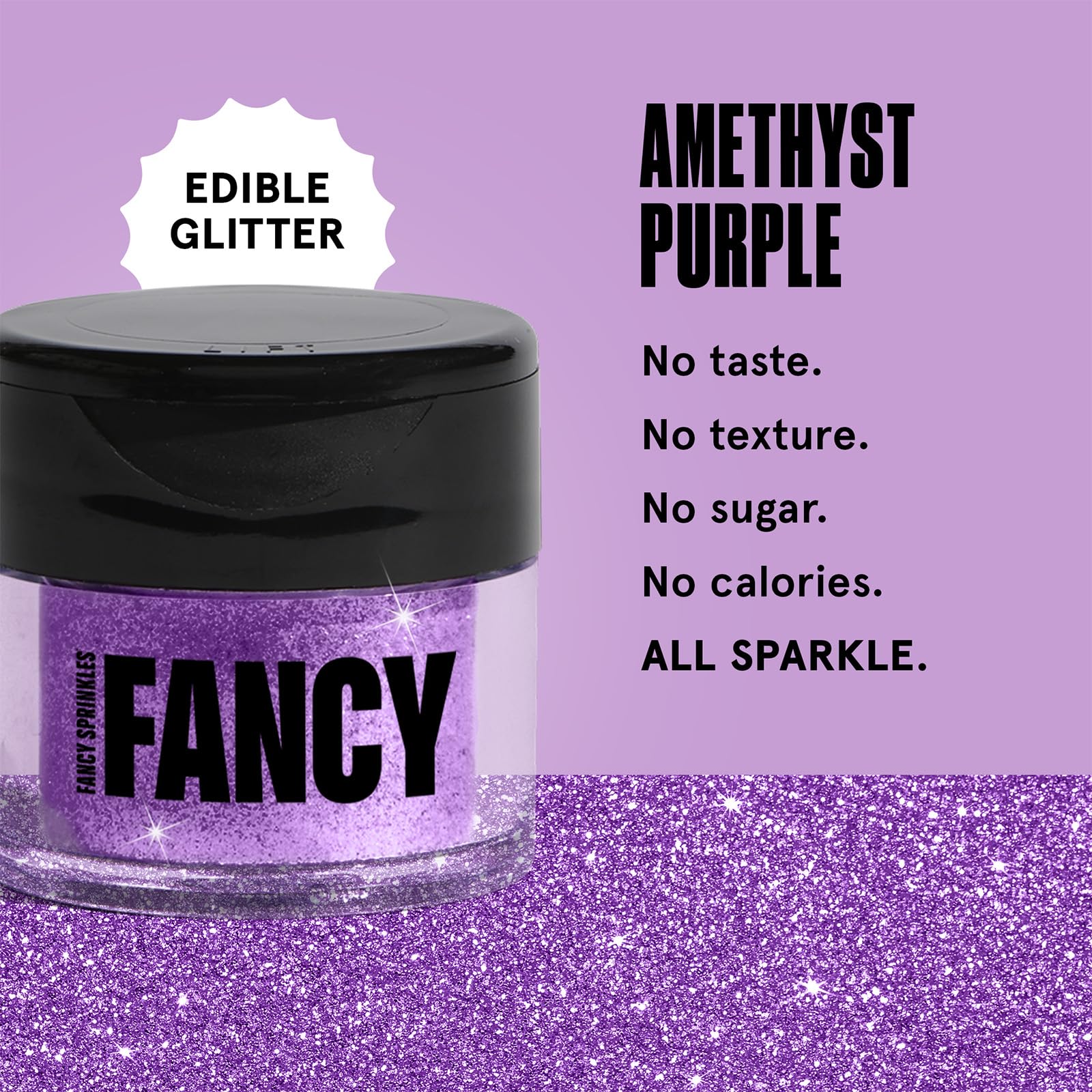 Fancy Sprinkles Easter Amethyst Glitter in a glass adds subtle shimmer