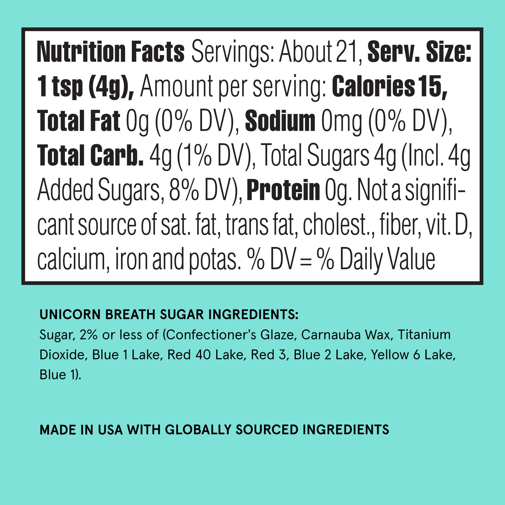 Fancy Sprinkles Unicorn Breath blue sugar crystals for vibrant cake decoration.