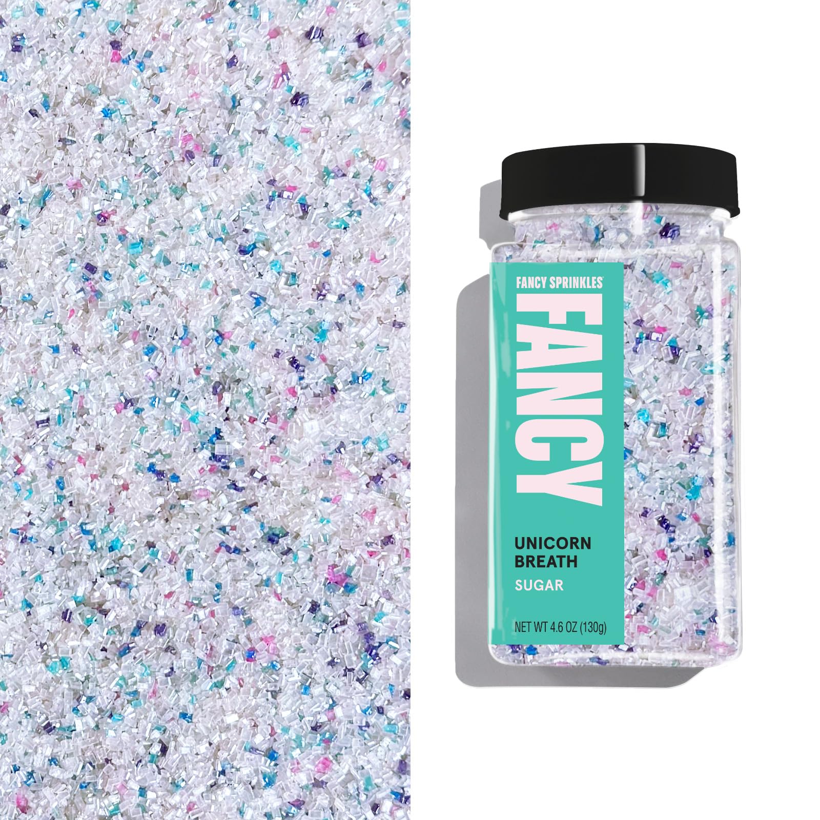 Fancy Sprinkles Unicorn Breath pearlescent white sugar for shimmering cookies and cupcakes.