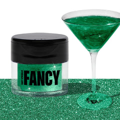 Fancy Sprinkles emerald green edible glitter bottle adds dazzling shine to drinks with no taste.