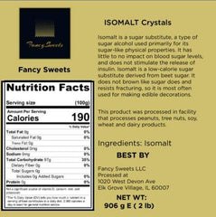 Fancy Sweets LLC isomalt crystals decorations ideas, showcasing clean, non-browning sugar art.