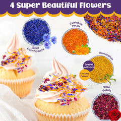 Fangkic blue cornflower bloom highlighted for vibrant edible accents in desserts and drinks.