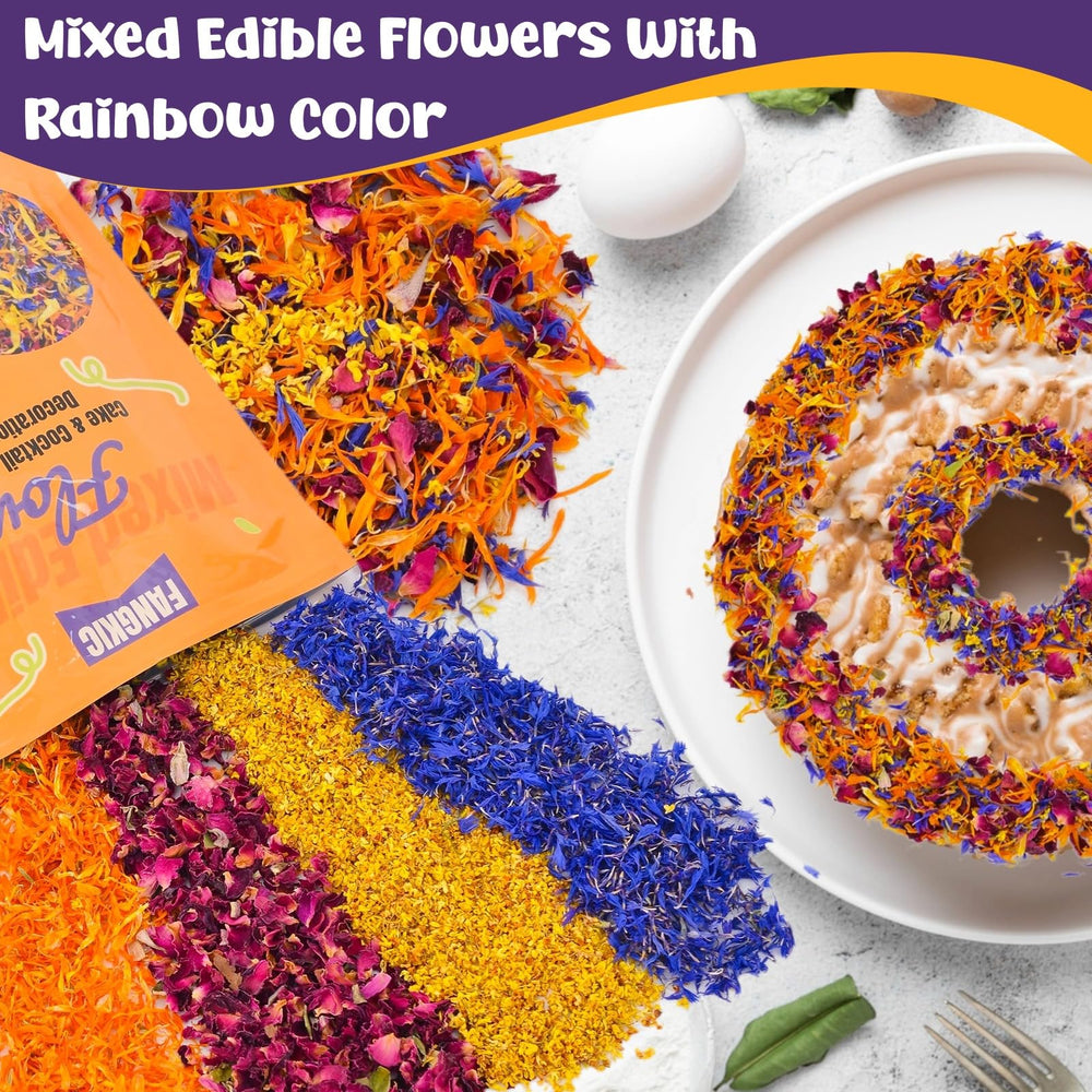 Fangkic edible flowers packaging displayed for convenient storage and creative kitchen use.